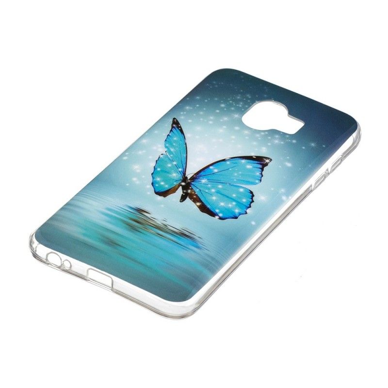 Hülle Samsung Galaxy J6 Fluoreszierender Blauer Schmetterling