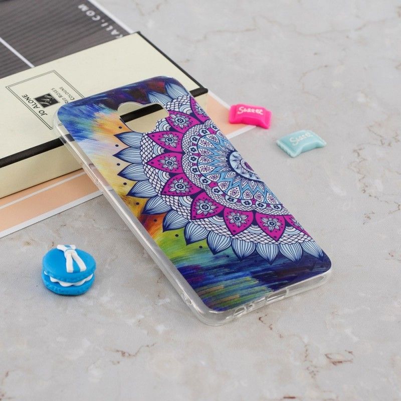 Hülle Samsung Galaxy J6 Handyhülle Fluoreszierendes Farbiges Mandala