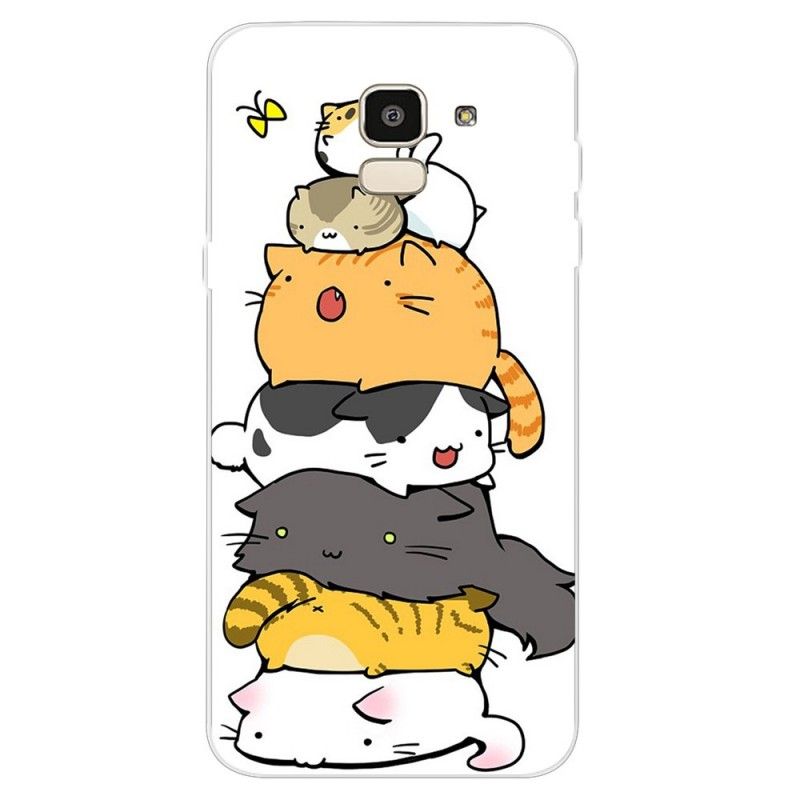 Hülle Samsung Galaxy J6 Handyhülle Stapel Von Comic-Katzen