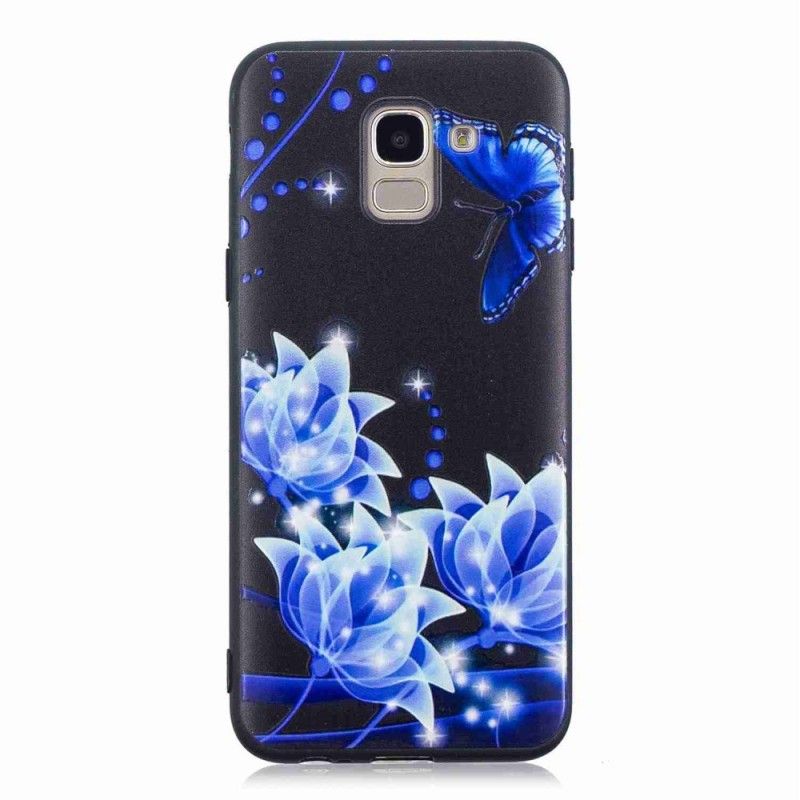 Hülle Samsung Galaxy J6 Schmetterling Und Blaue Blüten