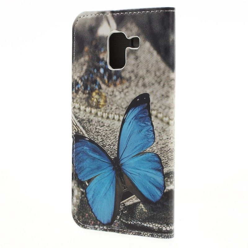 Lederhüllen Für Samsung Galaxy J6 Blauer Schmetterling