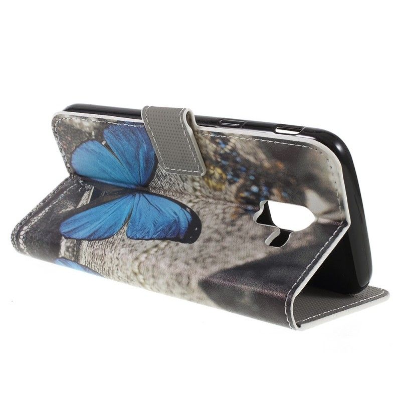 Lederhüllen Für Samsung Galaxy J6 Blauer Schmetterling