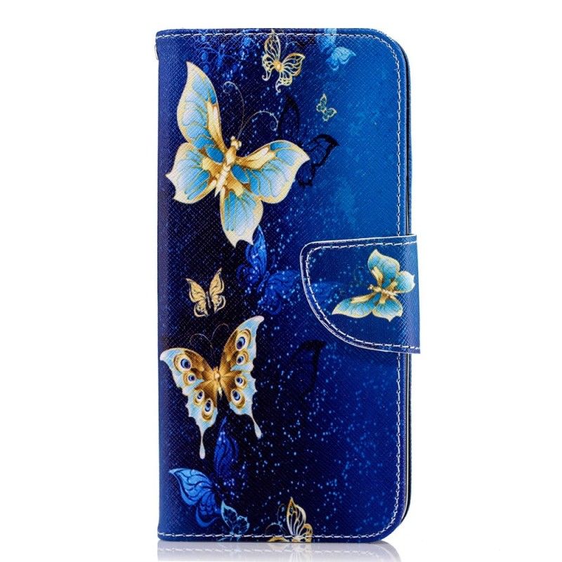 Lederhüllen Für Samsung Galaxy J6 Goldene Schmetterlinge
