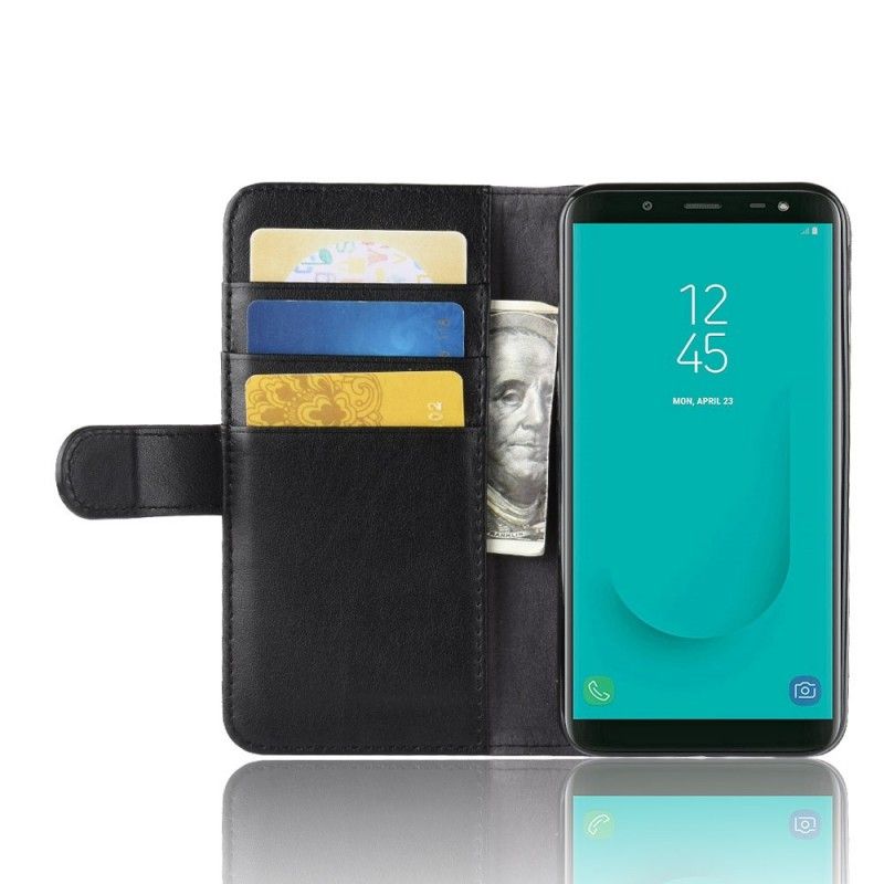 Lederhüllen Für Samsung Galaxy J6 Schwarz Gespaltenes Leder