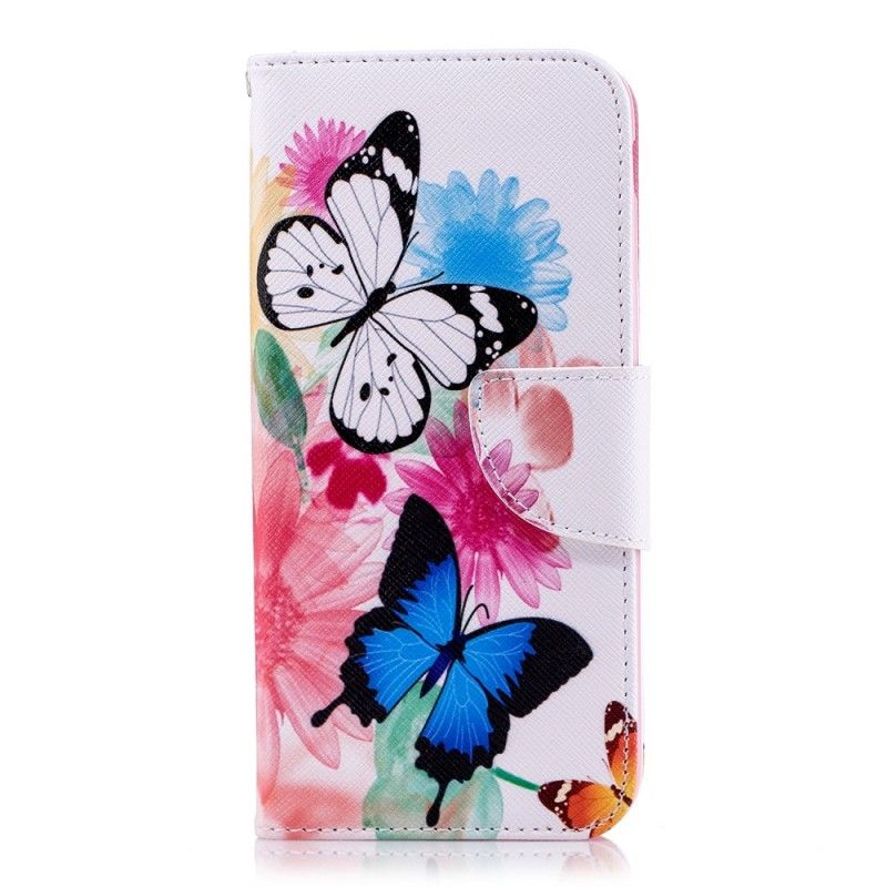 Lederhüllen Samsung Galaxy J6 Bemalte Schmetterlinge Und Blumen