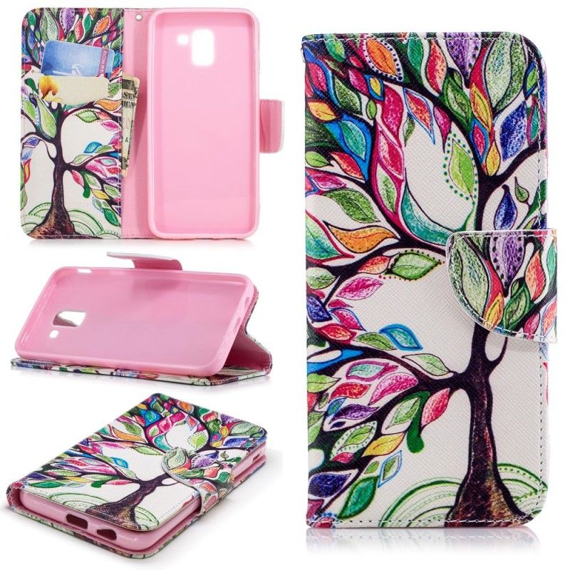Lederhüllen Samsung Galaxy J6 Farbiger Baum