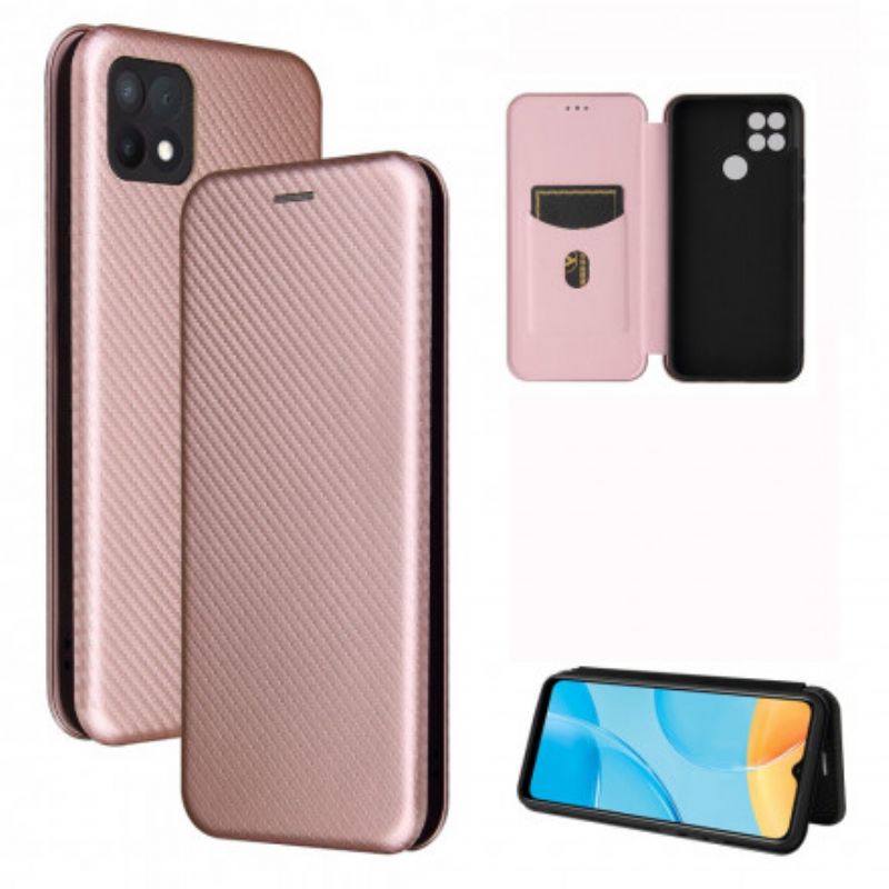 Flip Case Oppo A15 Handyhülle Farbiges Carbon-silikon