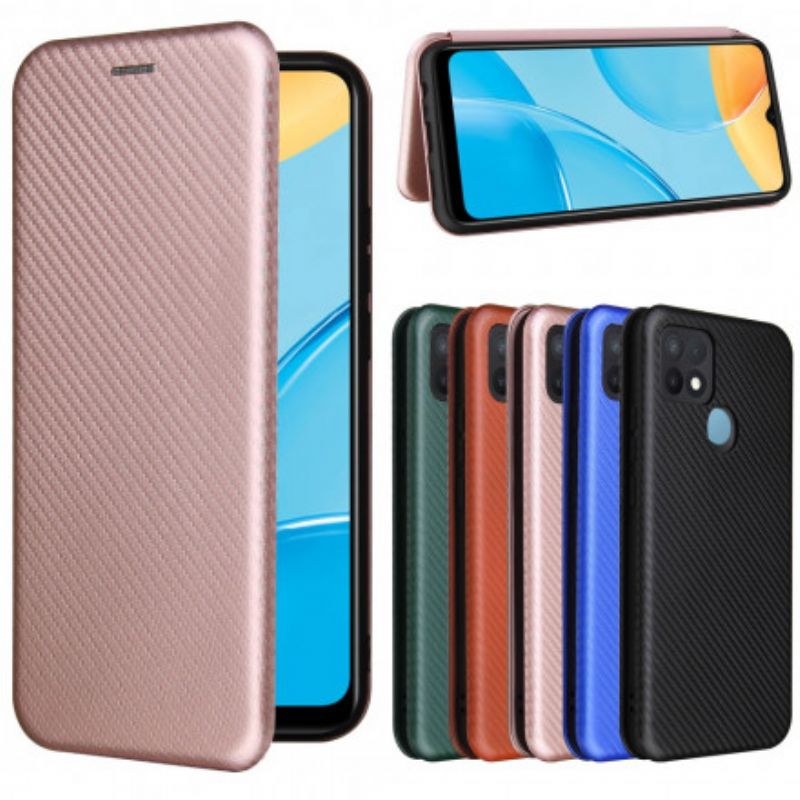 Flip Case Oppo A15 Handyhülle Farbiges Carbon-silikon