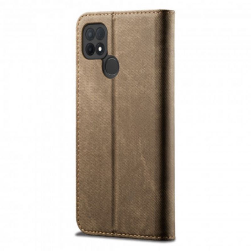 Flip Case Oppo A15 Kunstleder-jeansstruktur