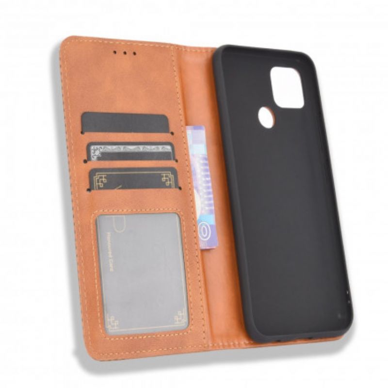 Flip Case Oppo A15 Stilisierter Vintage-ledereffekt