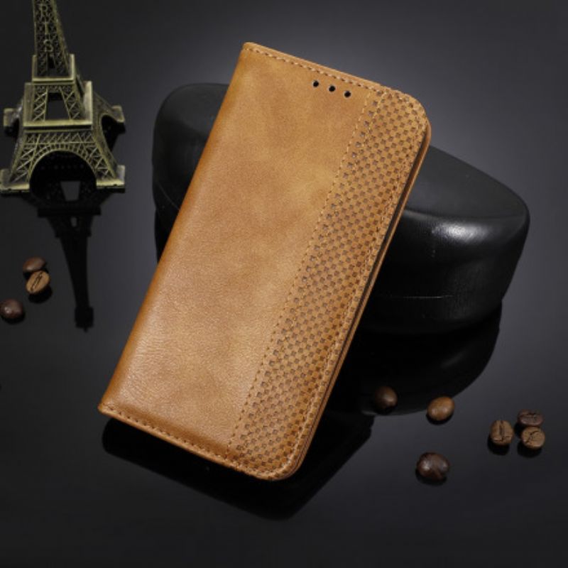 Flip Case Oppo A15 Stilisierter Vintage-ledereffekt