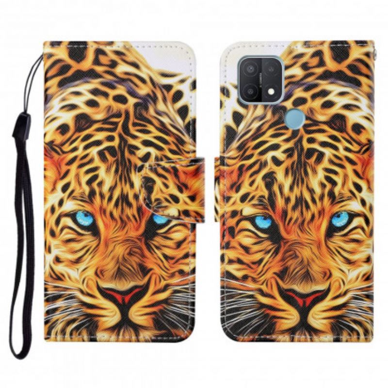 Lederhüllen Für Oppo A15 Tiger Mit Lanyard