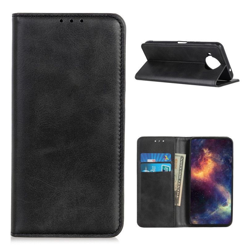 Flip Case Xiaomi Mi 10T Lite 5G / Redmi Note 9 Pro 5G Schwarz Gespaltenes Leder