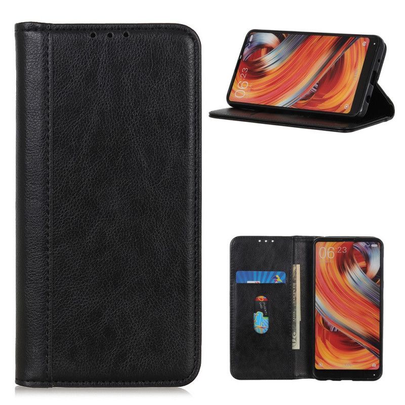 Flip Case Xiaomi Mi 10T Lite 5G / Redmi Note 9 Pro 5G Schwarz Geteiltes Litschileder