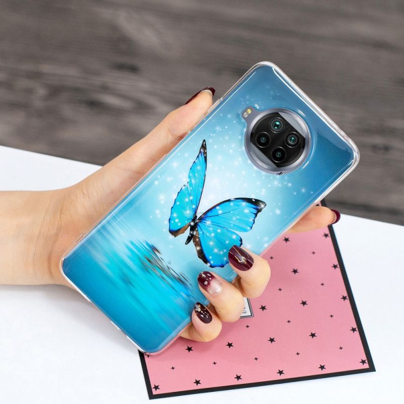 Hülle Für Xiaomi Mi 10T Lite 5G / Redmi Note 9 Pro 5G Neonblauer Schmetterling