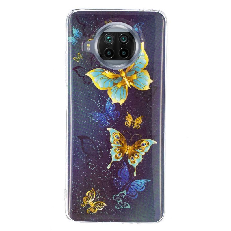 Hülle Xiaomi Mi 10T Lite 5G / Redmi Note 9 Pro 5G Dunkelblau Fluoreszierende Schmetterlingsreihe