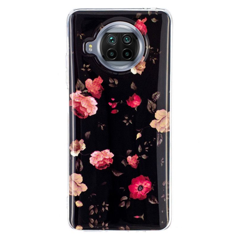 Hülle Xiaomi Mi 10T Lite 5G / Redmi Note 9 Pro 5G Grau Fluoreszierende Blüten