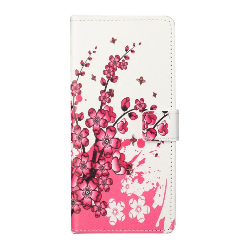 Lederhüllen Xiaomi Mi 10T Lite 5G / Redmi Note 9 Pro 5G Magenta Tropische Blumen