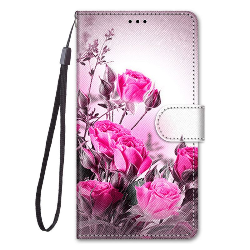 Lederhüllen Xiaomi Mi 10T Lite 5G / Redmi Note 9 Pro 5G Rot Handyhülle Nur Blumen