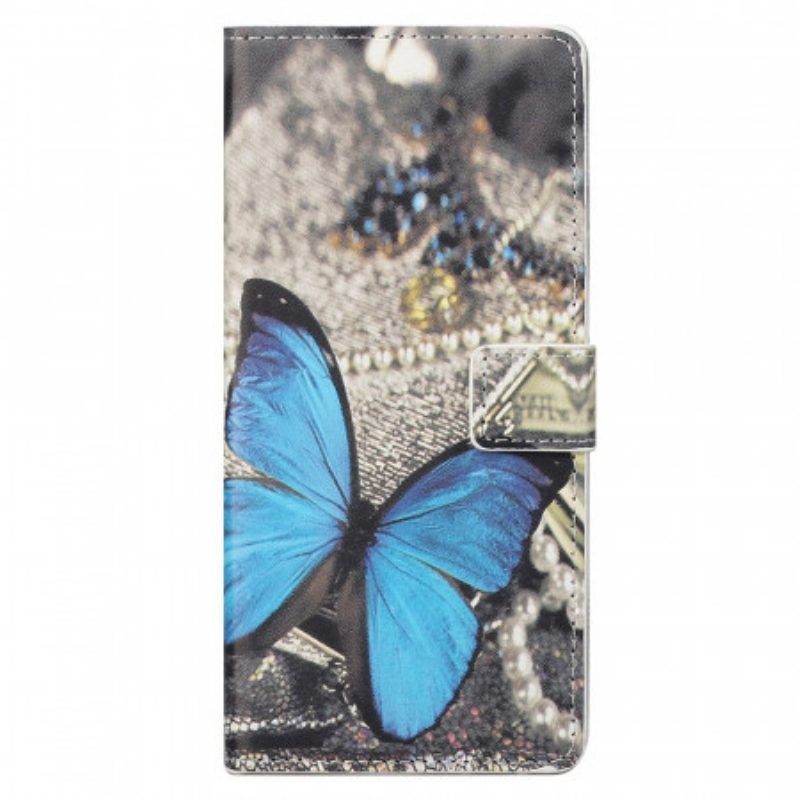 Flip Case Für Samsung Galaxy M23 5G Blauer Schmetterling