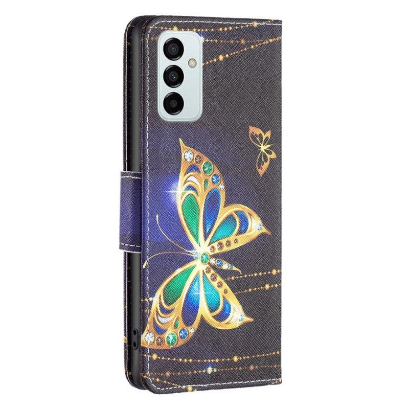 Flip Case Für Samsung Galaxy M23 5G Goldener Schmetterling