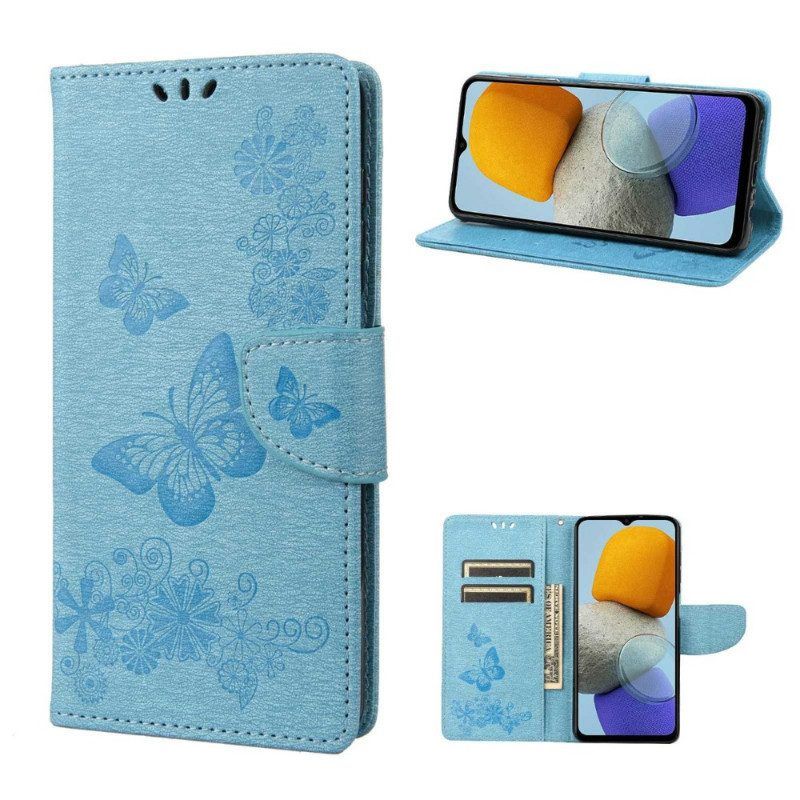 Flip Case Für Samsung Galaxy M23 5G Mit Kordel Tanga-schmetterlinge