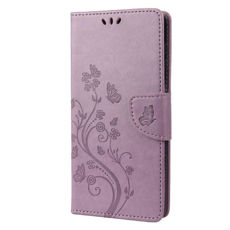 Flip Case Für Samsung Galaxy M23 5G Schmetterlinge Und Blumen