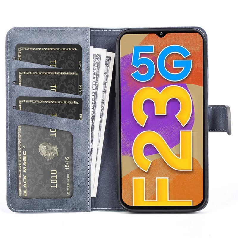 Flip Case Für Samsung Galaxy M23 5G Zweifarbige Kunstlederkunst