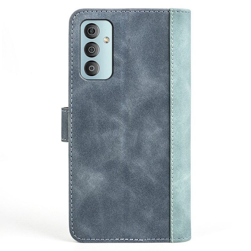 Flip Case Für Samsung Galaxy M23 5G Zweifarbige Kunstlederkunst