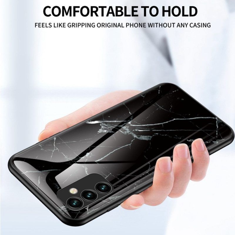 Hülle Für Samsung Galaxy M23 5G Marmorfarben Gehärtetes Glas