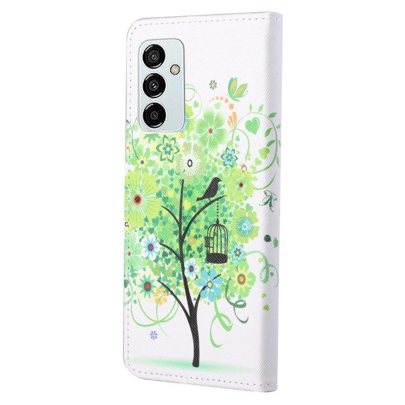 Lederhüllen Für Samsung Galaxy M23 5G Baum Mit Grünen Blättern