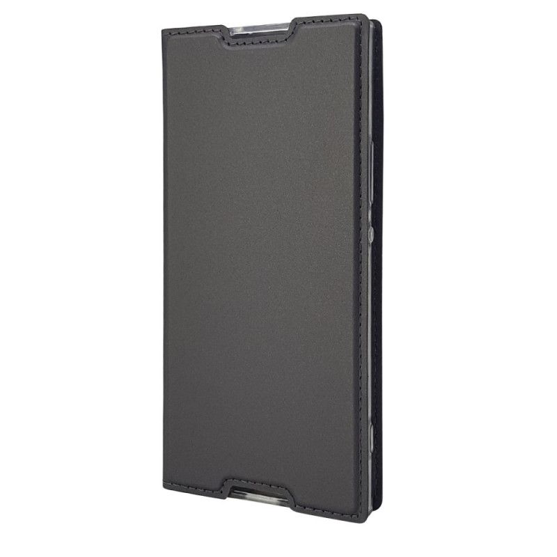 Flip Case Sony Xperia XA1 Schwarz Kartenhalter Mit Ledereffekt