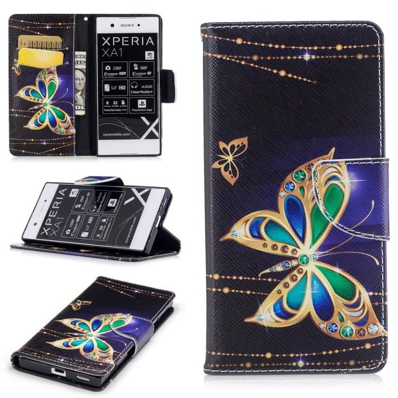 Lederhüllen Sony Xperia XA1 Handyhülle Magischer Schmetterling