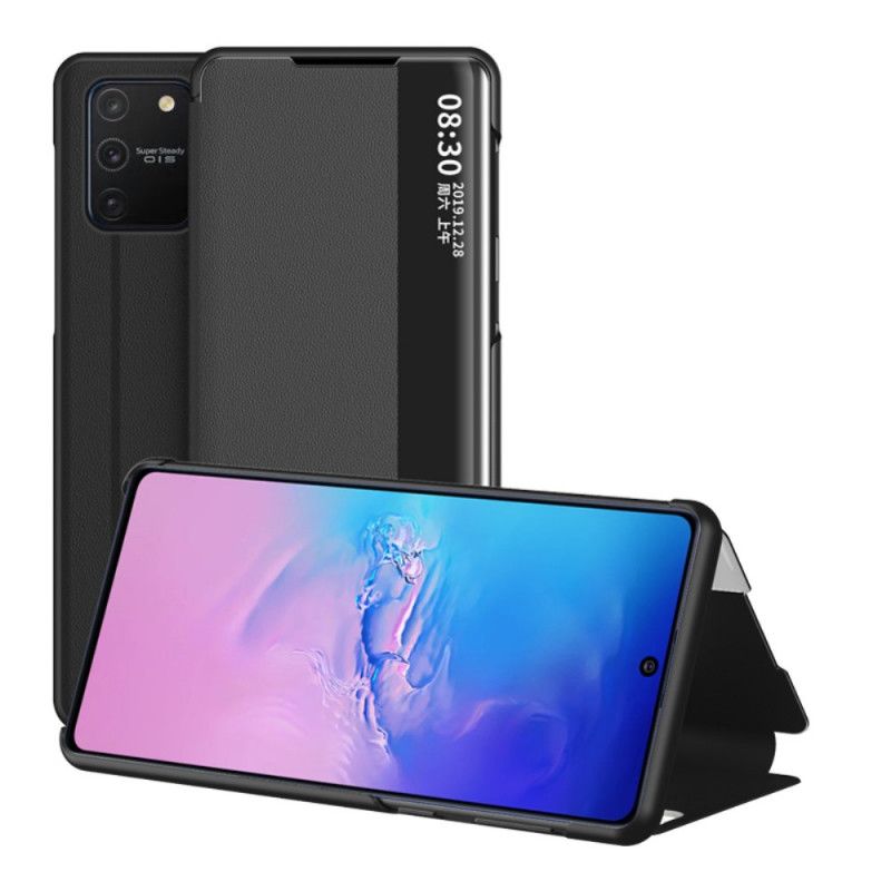 Ansichtsabdeckung Samsung Galaxy S10 Lite Schwarz Strukturiertes Kunstleder