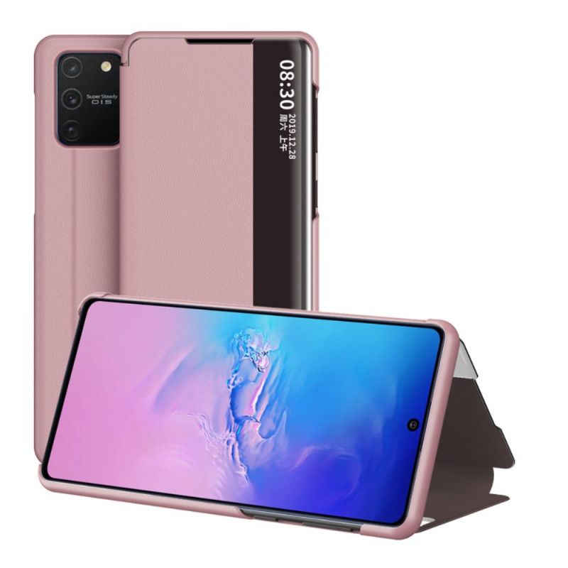 Ansichtsabdeckung Samsung Galaxy S10 Lite Schwarz Strukturiertes Kunstleder