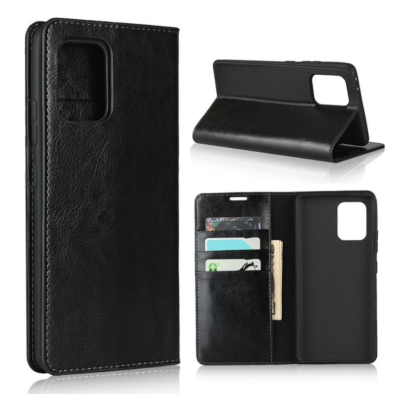 Flip Case Samsung Galaxy S10 Lite Schwarz Echtes Leder