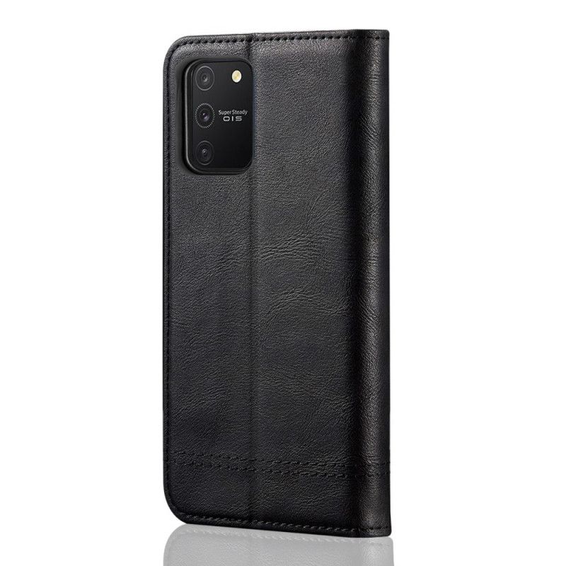 Flip Case Samsung Galaxy S10 Lite Schwarz Handyhülle Genähter Ledereffekt