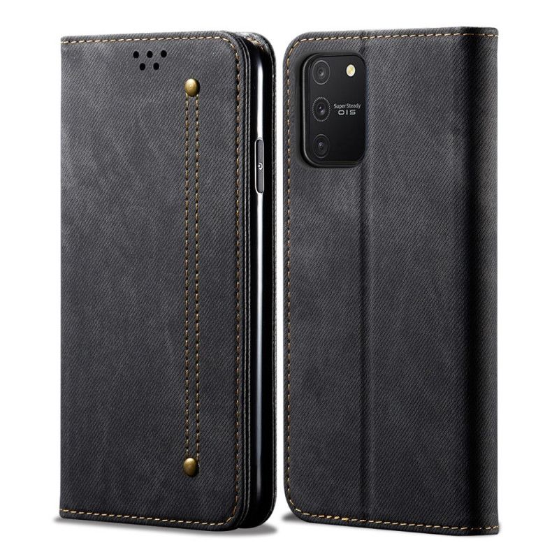Flip Case Samsung Galaxy S10 Lite Schwarz Handyhülle Jeansstoff