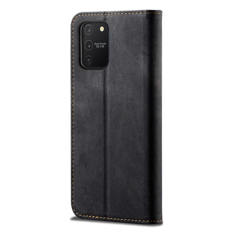 Flip Case Samsung Galaxy S10 Lite Schwarz Handyhülle Jeansstoff