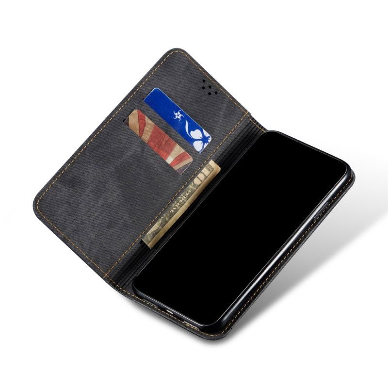 Flip Case Samsung Galaxy S10 Lite Schwarz Handyhülle Jeansstoff
