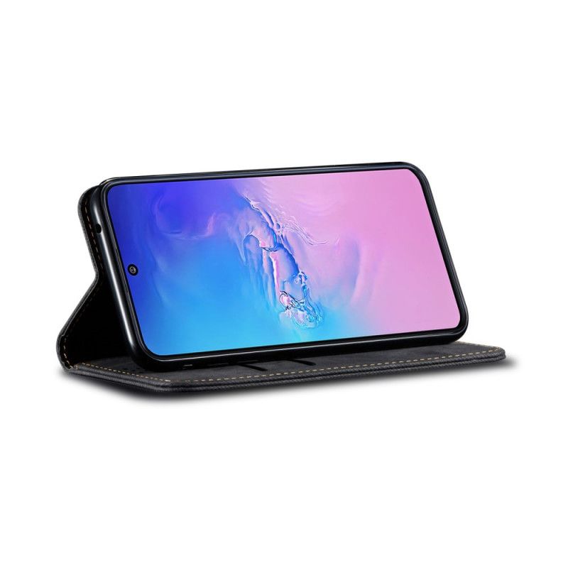 Flip Case Samsung Galaxy S10 Lite Schwarz Handyhülle Jeansstoff