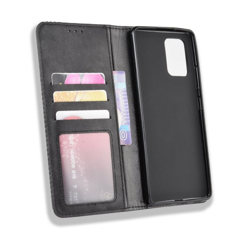 Flip Case Samsung Galaxy S10 Lite Schwarz Stilisierter Vintage-Ledereffekt