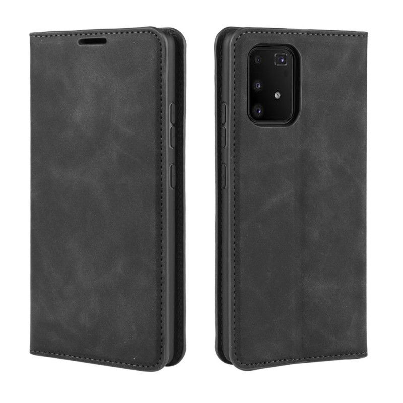 Flip Case Samsung Galaxy S10 Lite Schwarz Weicher Ledereffekt