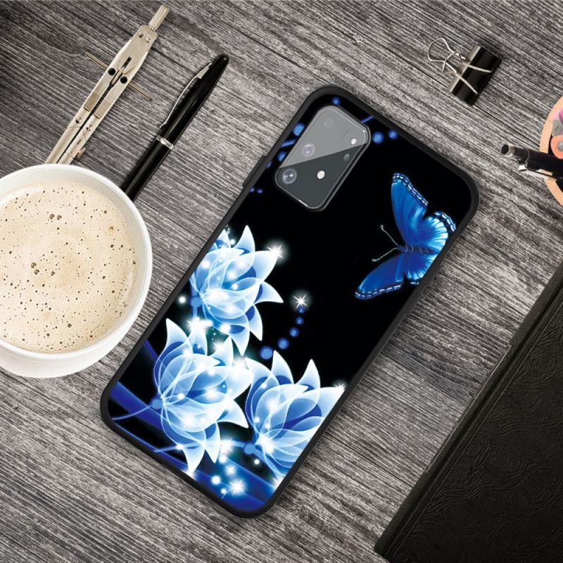 Hülle Für Samsung Galaxy S10 Lite Schmetterling Und Blaue Blüten