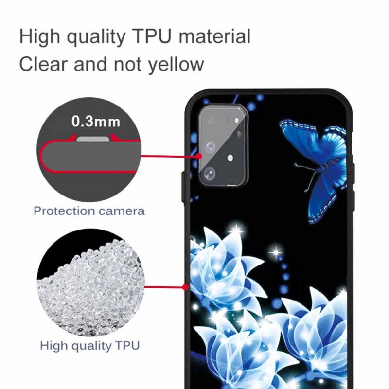 Hülle Für Samsung Galaxy S10 Lite Schmetterling Und Blaue Blüten