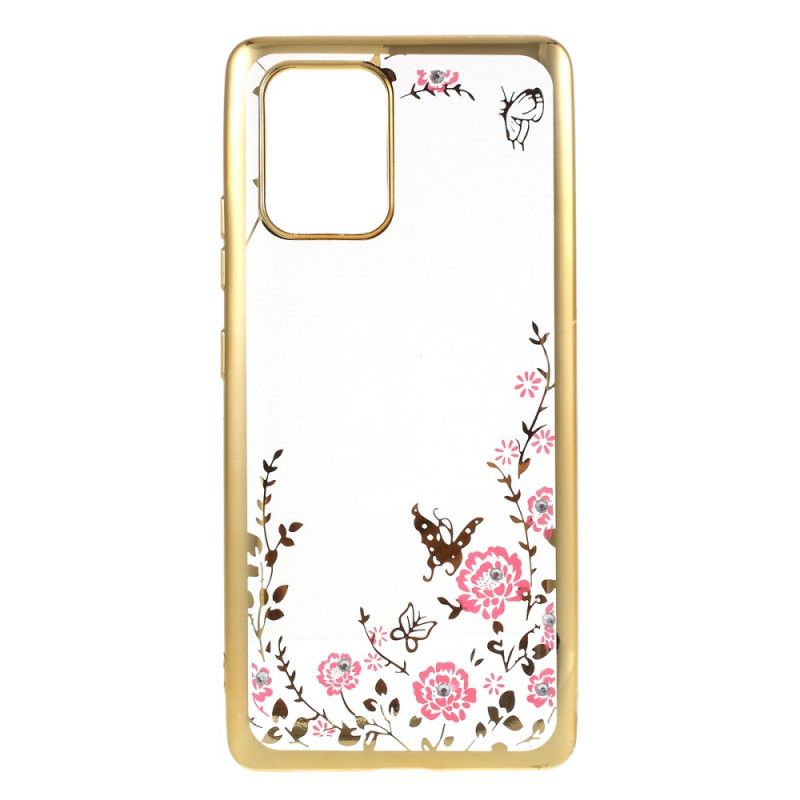 Hülle Samsung Galaxy S10 Lite Gold Metalleffektrand Mit Schmetterlingen