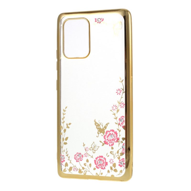 Hülle Samsung Galaxy S10 Lite Gold Metalleffektrand Mit Schmetterlingen