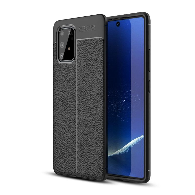 Hülle Samsung Galaxy S10 Lite Schwarz Doppellinien-Litschileder-Effekt