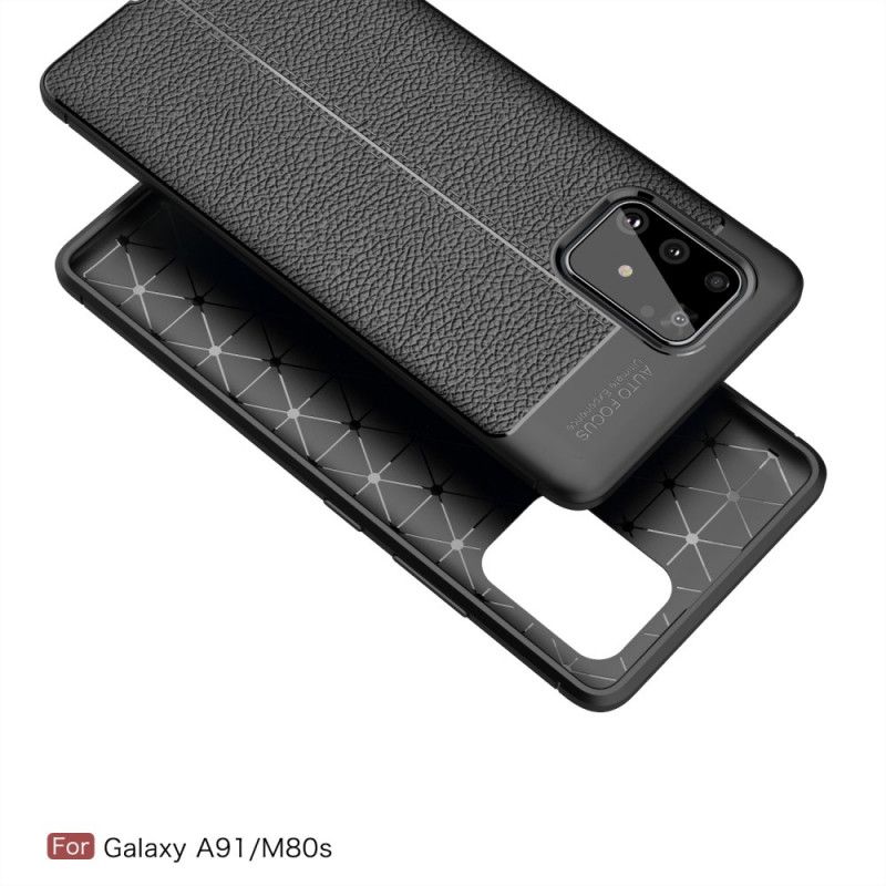 Hülle Samsung Galaxy S10 Lite Schwarz Doppellinien-Litschileder-Effekt