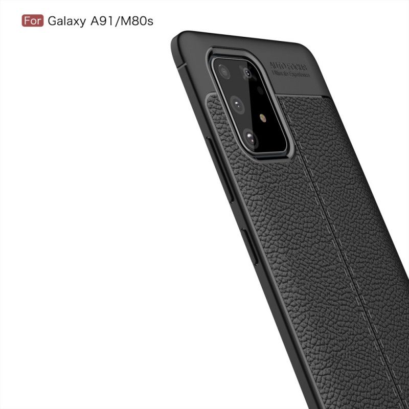 Hülle Samsung Galaxy S10 Lite Schwarz Doppellinien-Litschileder-Effekt